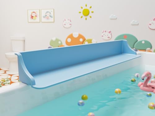 Image of Cushore 3-Ft Bathtub Splash Guard PlayPad with Strong Suction Cups, Toy Tray Caddy Holder Storage, No-Leak, Mess-Free Bath Time for Kids, Blue