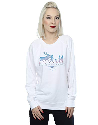 Image of Disney Women's Frozen 2 Believe In The Journey Silhouette Sweatshirt White Medium