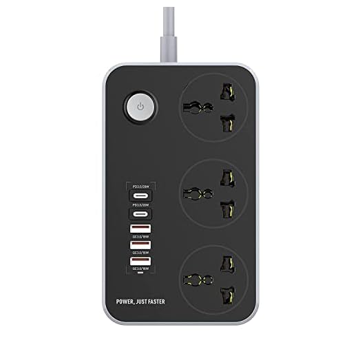 Extension Board with USB Ports 2500W Extension Fire Resistant 3 Socket with 38W 3 USB & 20W Fast 2 Type C Ports Fast Charger Heavy Duty & Universal Surge Protection Sockets with 2 Miter Wire