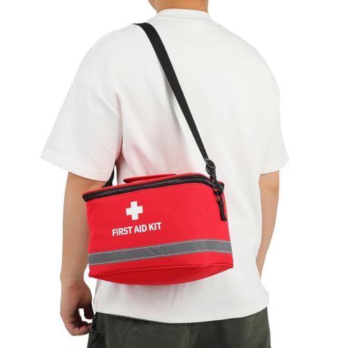 Image of DOITOOL Portable First Aid Bag Empty Medical Storage Bag Red Shoulder Medicine Pouch First Aid Organizer for Camping Hiking Home Car Outdoor Travel
