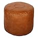 Casa Moro Marokańska skóra poduszka do siedzenia Rbati pomarańczowa, z wypełnieniem, Ø 46 cm, wys. 38 cm, z prawdziwej skóry, taboret tapicerowany do łatwego mieszkania | MO5240