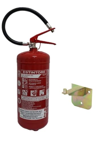 ESTINTORE A POLVERE KG 6, OMOLOGATO E CERTIFICATO DI NUOVA COSTRUZIONE, FORNITO DI STAFFA + CARTELLO + TAGLIANDO DI CONTROLLO