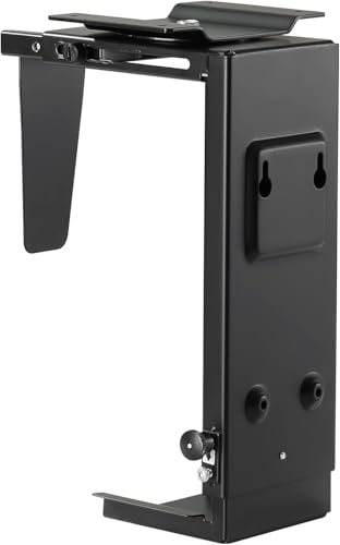Pholiten Under Desk CPU Mount Universal PC Wall Mount 3.94 to 11.61 Inch Wide Computer Case CPU Hanger Holder Adjustable 360 Swivel Secure Lock Max Load 44Lbs