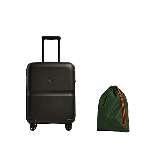 ANTLER Single Stripe Hard Shell Cabin Suitcase with Laundry Bag - 55x40x20cm 39L Lightweight 4 Spinner Wheels TSA Lock Black - Carry on Luggage Approved by easyJet Ryanair and British Airways