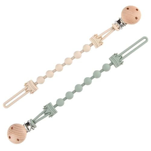 3 Catenelle Per Ciuccio Per Bambina - Clip Regolabile In Cotone Rosa - Accessori Per Passeggino E Seggiolone - 3