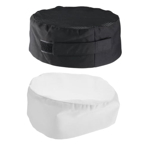 PartyKindom 2pcs Unisex Chef Hat Adjustable Elastic Lightweight Cooking Cap with Breathable Mesh Top Durable Washable Food Service Headwear for Men Women Restaurants Catering