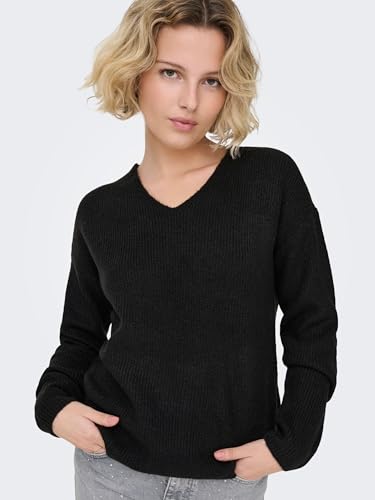 ONLY Damen ONLCAMILLA V-Neck L/S Pullover KNT 15204588, Schwarz,M – Ansicht 3