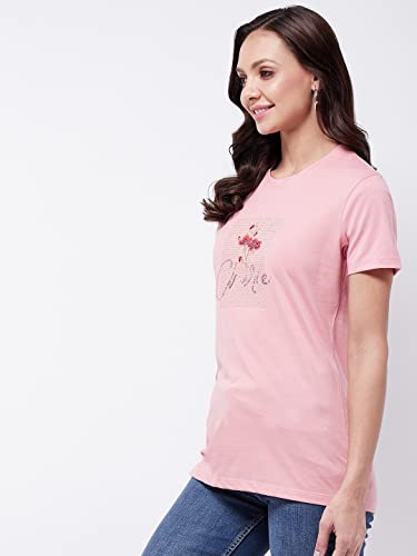 Image of Modeve Women Printed Cotton Blend Half Sleeve Round Neck T-Shirt for Summer