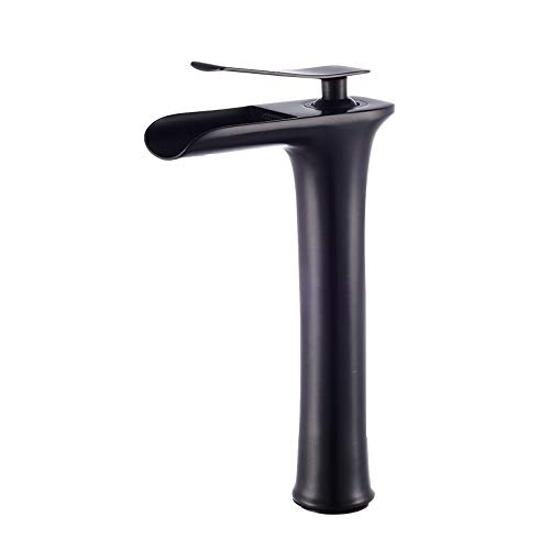 Robinet mitigeur haut bassin rétro cascade noir mat mélangeur salle de bains
