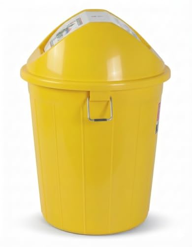 Image of Milan Plastic Swing Lid Garbage Dustbin 80 Litre Yellow
