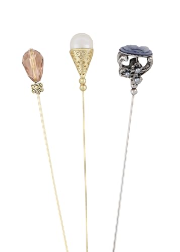Image of Alilang 3Pcs Vintage Style Hat Lapel Brooch Pins with Flexible Bendable Design for Secure Fit on Hats, Scarves, and Suits