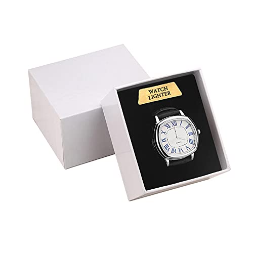 Gabbar� Flameless Windproof Analog Display Business Class Men Wrist Watch Cigarette Lighter | Premium Men Accessory, Black Strap and Silver Case (B09DYX1K14) Amazon Price History, Amazon Price Tracker