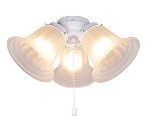 Image of Aspen Creative 22002-21, Three-Light Ceiling Fan Fitter Light Kit with Pull Chain, Painted White