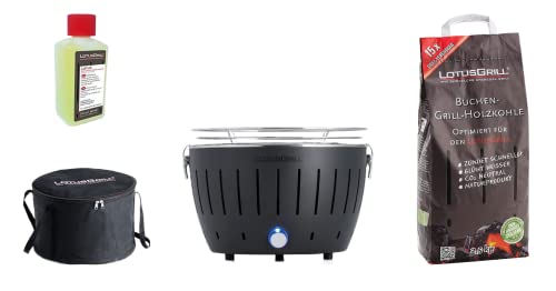 LotusGrill S Nero Starter-Set, 1 griglia, 1 carbone di faggio
