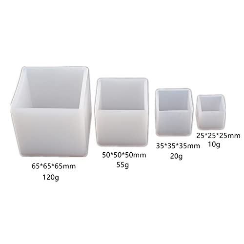 4 Pack Cube Mold Cube Candle Mold Cube Resin Mold Silicone Mold For Candle Decoration Mold Plaster Candle Aroma Soap Chocolate Mold #TOP2
