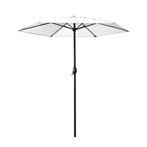 Asixxsix Parasol d'extérieur de 2,1 m, avec 6 baleines robustes, pour marché, plage, piscine, jardin, terrasse, arrière-cour, restaurant, protection UV (Beige)