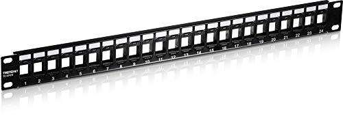 TRENDnet 24-Port Blank Keystone 1U Patch Panel, 1U 19" Metal Rackmount Housing, Recommended with TC-K25C6 & TC-K50C6 Cat6 Keystone Jacks (Sold Separately), Black, TC-KP24