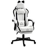 HOMCOM Chaise Gaming Ergonomique avec Oreilles de Chat, Fauteuil Gamer avec...
