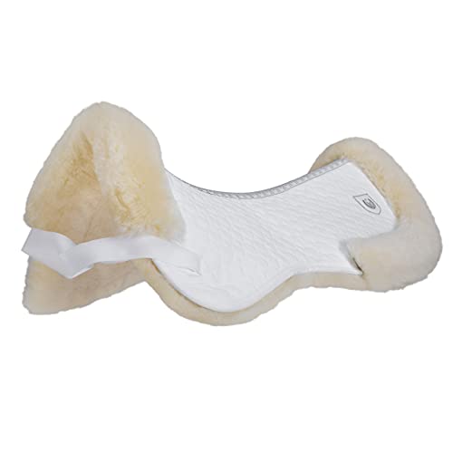 Werner Christ ® Sattelkissen/Sattelpad Rand Standard Sattelunterlage aus echtem Lammfell, komfortable, wärmend Lammfellunterlage mit Fell-Rand, weiß, Gr.: Warmblut