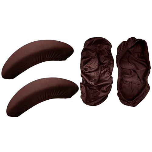 Image of HOKIPO 'SereneSolids' 140 GSM Armrest Covers for Office Chair (Elastic Style), 1 Pair, Coffee (AR-5933-CFE)
