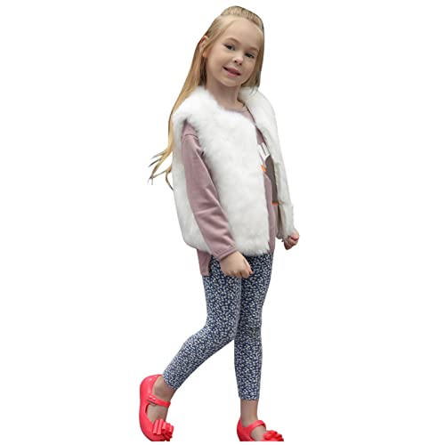 Toddler Baby Girls Faux 𝗙𝘂r Waistcoat Loose Thick Fleece Sleeveless Solid Coat Kids Winter Warm Vest Outerwear3