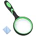 Handheld Magnifying Glass, 10X Magnifying Glass for Reading with Cleaning Cloth, 75MM Magnifying Lens with Non-Slip Soft Handle for Seniors Book Newspaper Reading and Kids Nature Hobby Exploration