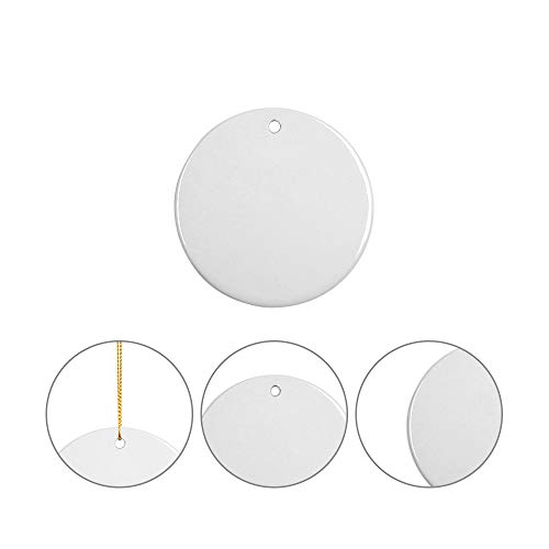 PYD Life 25 PCS Sublimation Ceramic Ornament Bulk 2.75 Inch Round Blank Ornament with Gold String for Crafting DIY Personalized Christmas Home Decor Bulk - Image 3