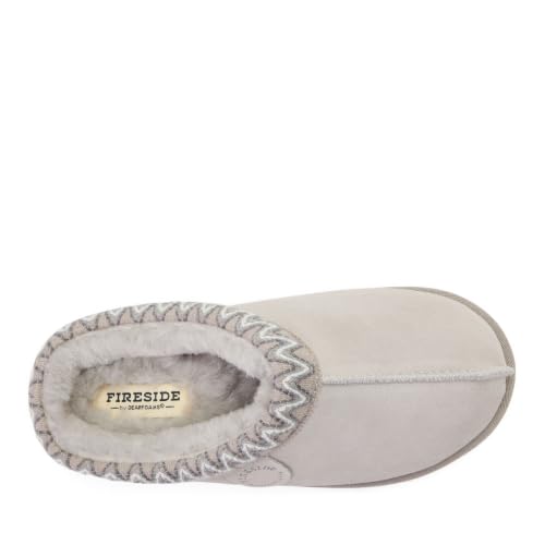Image of Fireside by Dearfoams Women's Greta Genuine Shearling Clog Slippers, 100% Natural Suede Clogs for Outdoor & Indoor