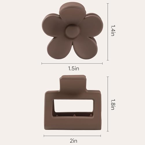 Image of Bakefy- 4+4 Matte Hair Clips for Women, Hair Claw Clips for Thin Thick Hair 2 Inch Rectangle Hair Claw Small Flower Clips Non-Slip Hair Accessories Ideal Gifts for Girls
