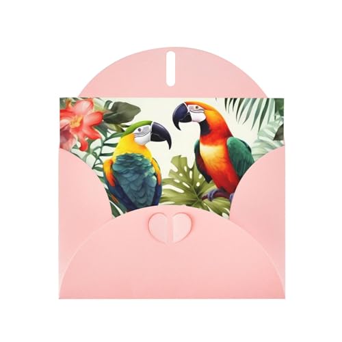 DWVTSLH オオハシ オウム ヤシの木の葉 グリーティングカード 封筒とステッカー付き 空白のメモカード 4x6インチ バースデーカード ポップアップサンキューカード あらゆる機会に最適なステーショナリーセット