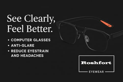 Image of Roshfort Blue Light Blocking Glasses, Computer Reading /Gaming /TV /Phones Glasses for Women Men,Anti Eyestrain & UV Glare