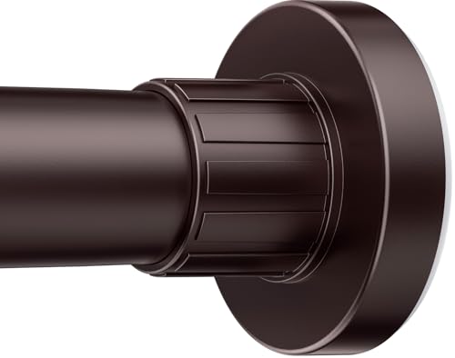 Ausemku Shower Curtain Rod 32-80 Inch Adjustable - 1 Inch Diameter Heavy Duty No drill Spring Tension Shower Rod Non-Slip Rustproof Telescopic Rod for Bathroom Brown