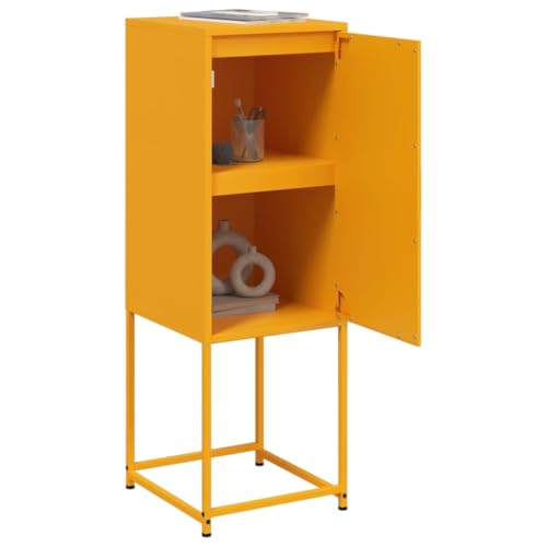 Armario de cocina mostaza de 36x39x107 cm con dos compartimentos de acero resistente 6