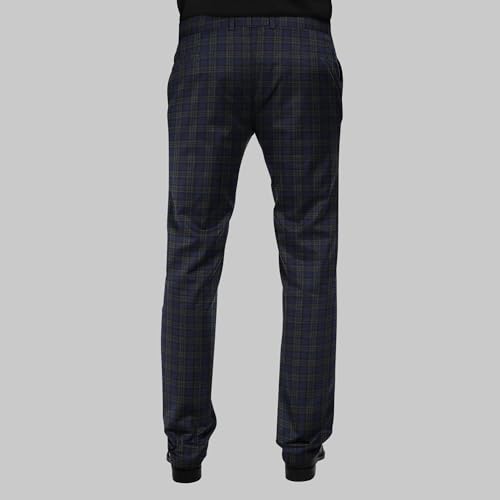 Image of BIGREAMS Unstitched Checkered Suiting Luxury Pants Fabric for Men - 1.5 Meter Pant Piece | Premium Blended Material | Soft Finish | Ideal for Formal Trousers