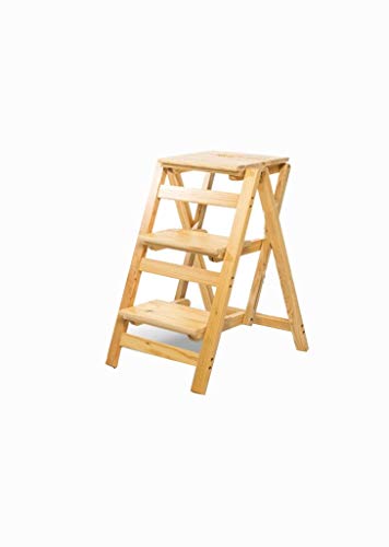 FLYIFE Taburete Escalonado Escaleras de Tijera de Madera Antideslizantes, Taburete de Escalera de Maderaiza Tres Escalones Soporte de Flores Revistero Taburetes de Protección Ambiental Escalera Domé