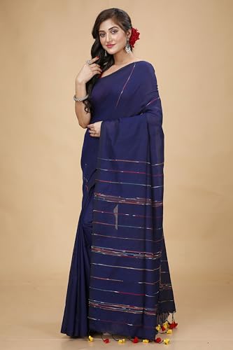 Image of Women's Traditional Bengal Handloom Soft Cotton Khesh Saree