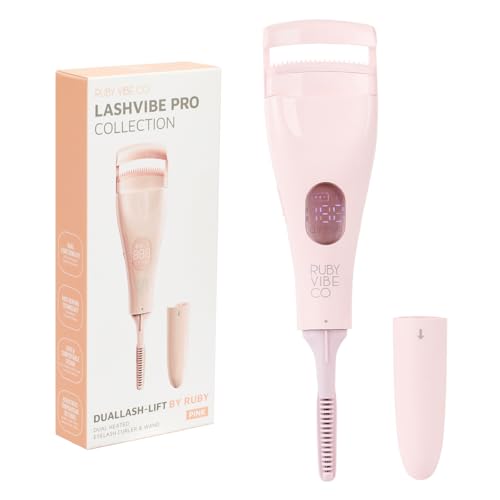RUBY VIBE CO Heated Eyelash Curler, Electric Eyelash Curler, Heat Sensitive Silicone Pad, Safe Anti-Burn Eye Lash Curler, Dual Function Lash Curler, Definer, Fast Heating, Long-Lasting Eyelash Lift