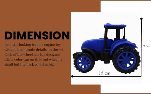 Image of Friction Powered Farm Tractor Toy for Kids Toddlers Boys Girls | Pull Back Medium Tractor Engine Vehicle Toy | Blue Agriculture Tractor Toy Age 3+ | BIS Certified | Made in India | NeoKiddo (Blue)