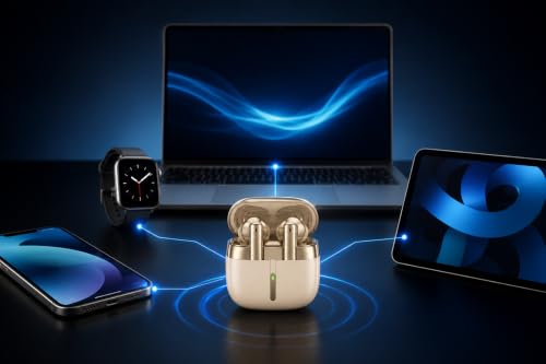 Image of J31 ENC True Wireless Earbuds, Bluetooth 5.3 TWS Earphones with Quad Mic ENC, 40H Playtime, Touch Control, Low Latency, Type-C Fast Charging, Deep Bass, White