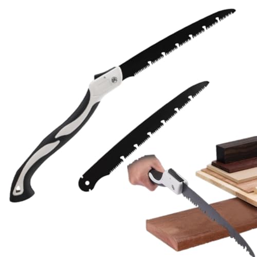 TenaLucy Scie Pliante à Élaguer avec Poignée et Lame en Acier Trempée Antidérapante pour Jardin, Camping - Fermeture de Sécurité (Lame 210mm)