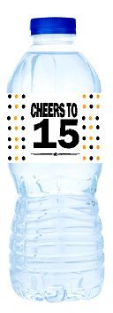15th Birthday/Anniversary Party Decoration Water Bottle Labels -15pk