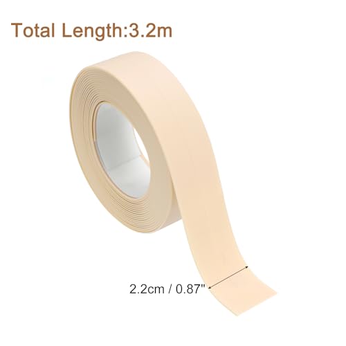 Image of uxcell 4 Rolls Beige Caulk Sealant Strip Waterproof Self Adhesive 0.87 inch inch x 10.5Ft Toilet Caulk Tape, Bathtub Caulk Sealing Strip for Kitchen Countertop, Sink, and Floor Edge Protector, 2.2cm