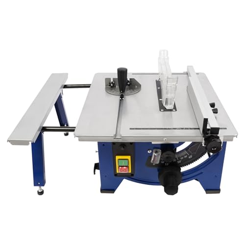 Etrhdfyts 1200W Tischkreissäge mit Tischverbreiterung, Winkelanschlag, Parallelanschlag,2m-Netzkabel, Schiebestock, Absaugadapter, 21cm-24-Zähne-Sägeblatt-Hubbereich 0.1-45mm