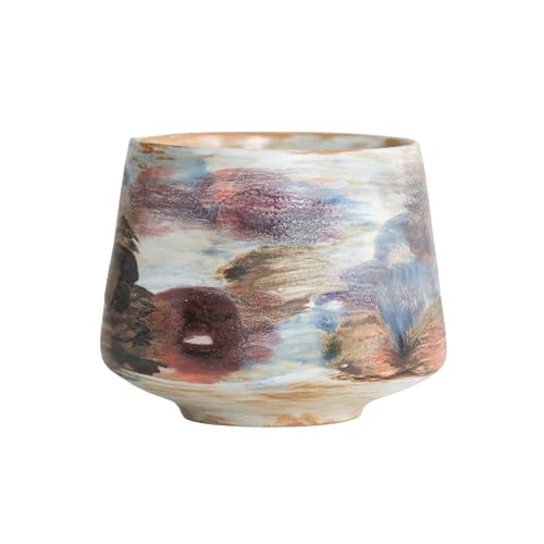 Handmade Stoneware Ceramic Coffee and Tea Mug - Assorted Reactive Colors - High-Temperature Kiln Fired Earthenware - Apply tor Cappuccino and Everyday Use (Colorful 2)