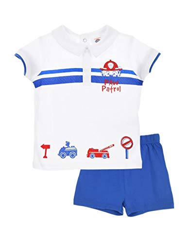 La Paw Patrol - Completo pantaloncini e polo per bambino, da 6 a 24 mesi, colore: Bianco/Blu bianco/blu 6 mesi