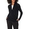 Amazon Essentials Women's Lightweight Long Sleeve Wrap High/Low Knit Top, Black, X-Large