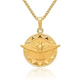 14k Yellow Gold Holy Spirit Medal Round Pendant Charm Necklace Religious Trinity Fine Jewelry For Women Gifts For Her