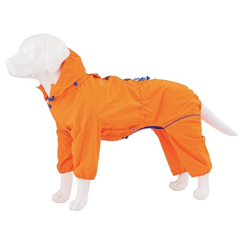 HUGO & HUDSON Chaqueta Reflectante para Perros, Mono con Capucha, Abrigo Cortavientos de Invierno para Exteriores, Naranja Neón, L55