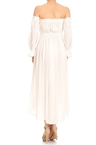 Anna-Kaci Womens Boho Long Sleeve Off Shoulder Renaissance Peasant Dress2