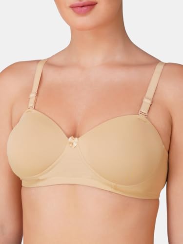 Image of BEWILD Women Balconette Bra | Lightly Padded Comfort | Soft Breathable Cotton Fabric | Seamless Design | Wirefree Comfort | Supportive Fit | Stylish Underwear